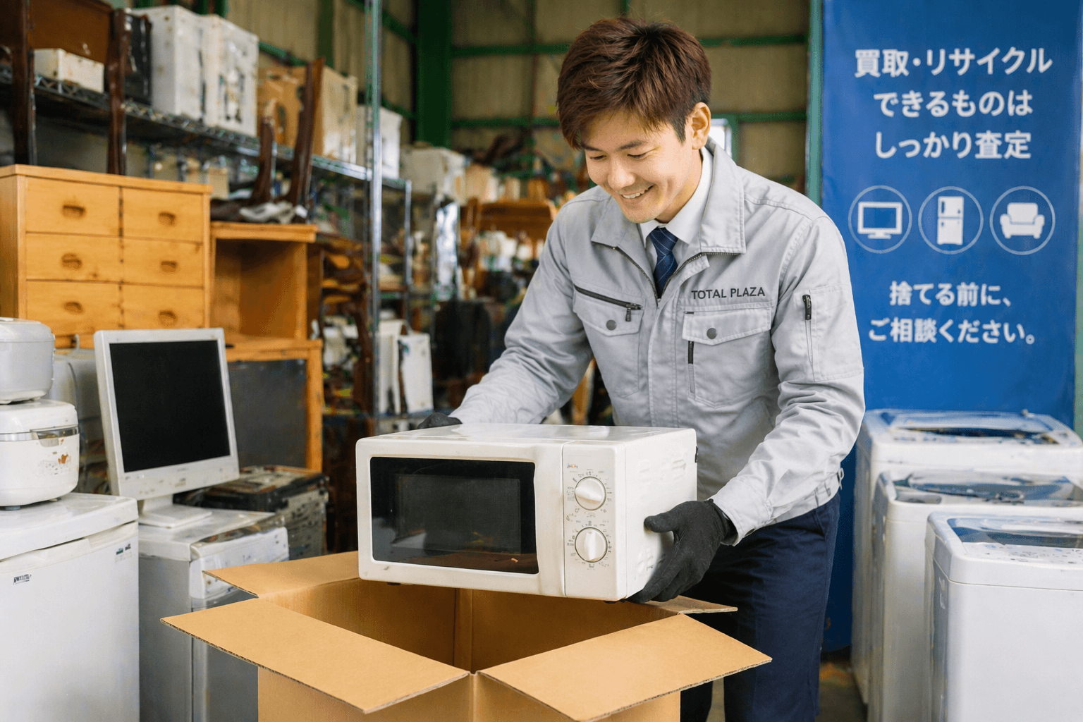 福岡で家電回収や不用品回収・買取を行うリサイクル作業の様子